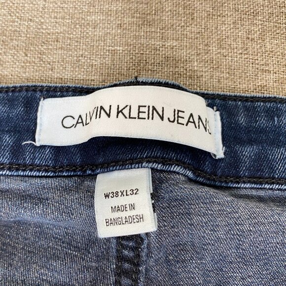 Calvin Klein Slim Fit Denim Jeans Men's 38 x 32 Mid Rise Blue Casual Pants - Picture 5 of 16